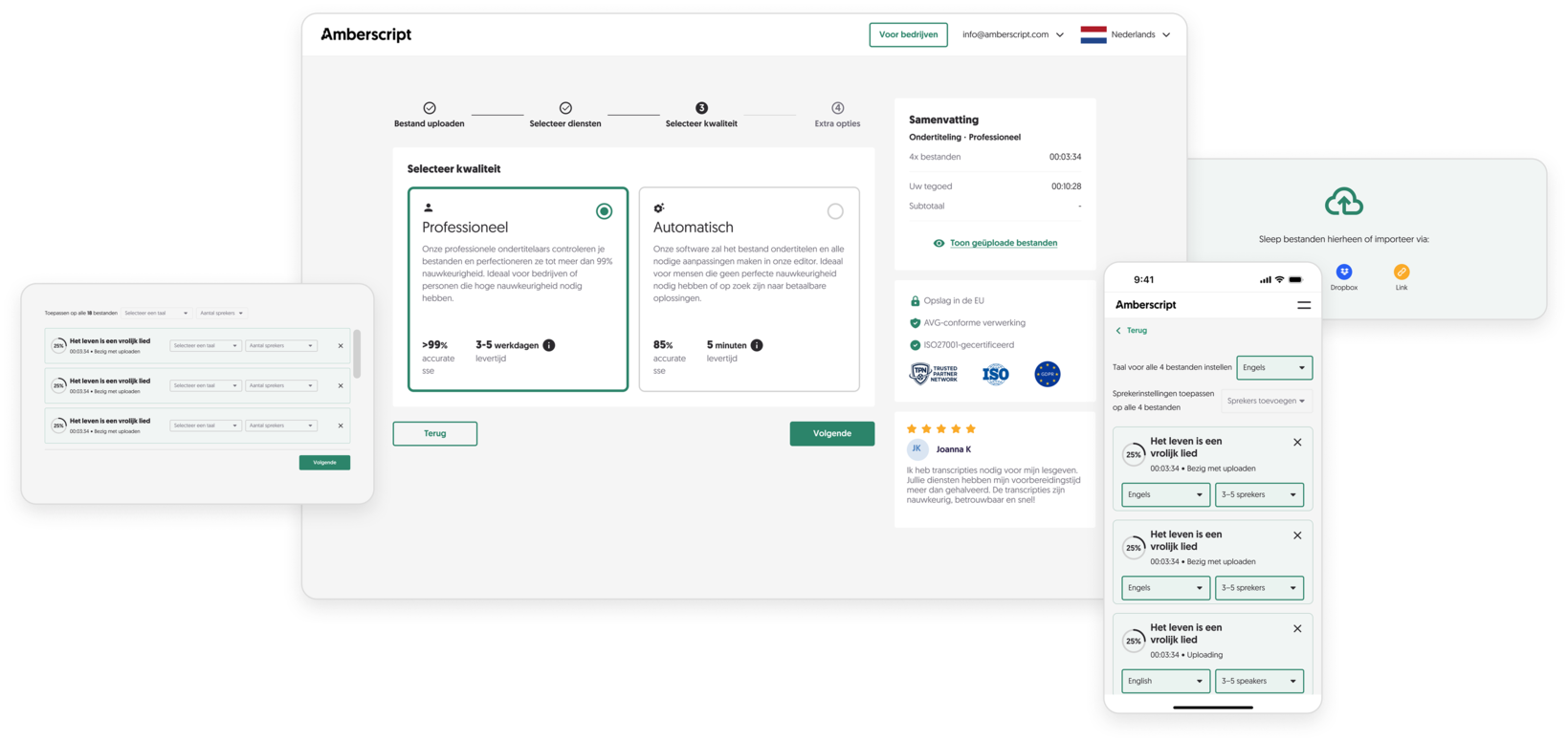 Screenshot of the Amberscript application interface