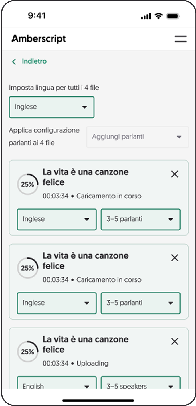 Screenshot of the Amberscript application interface