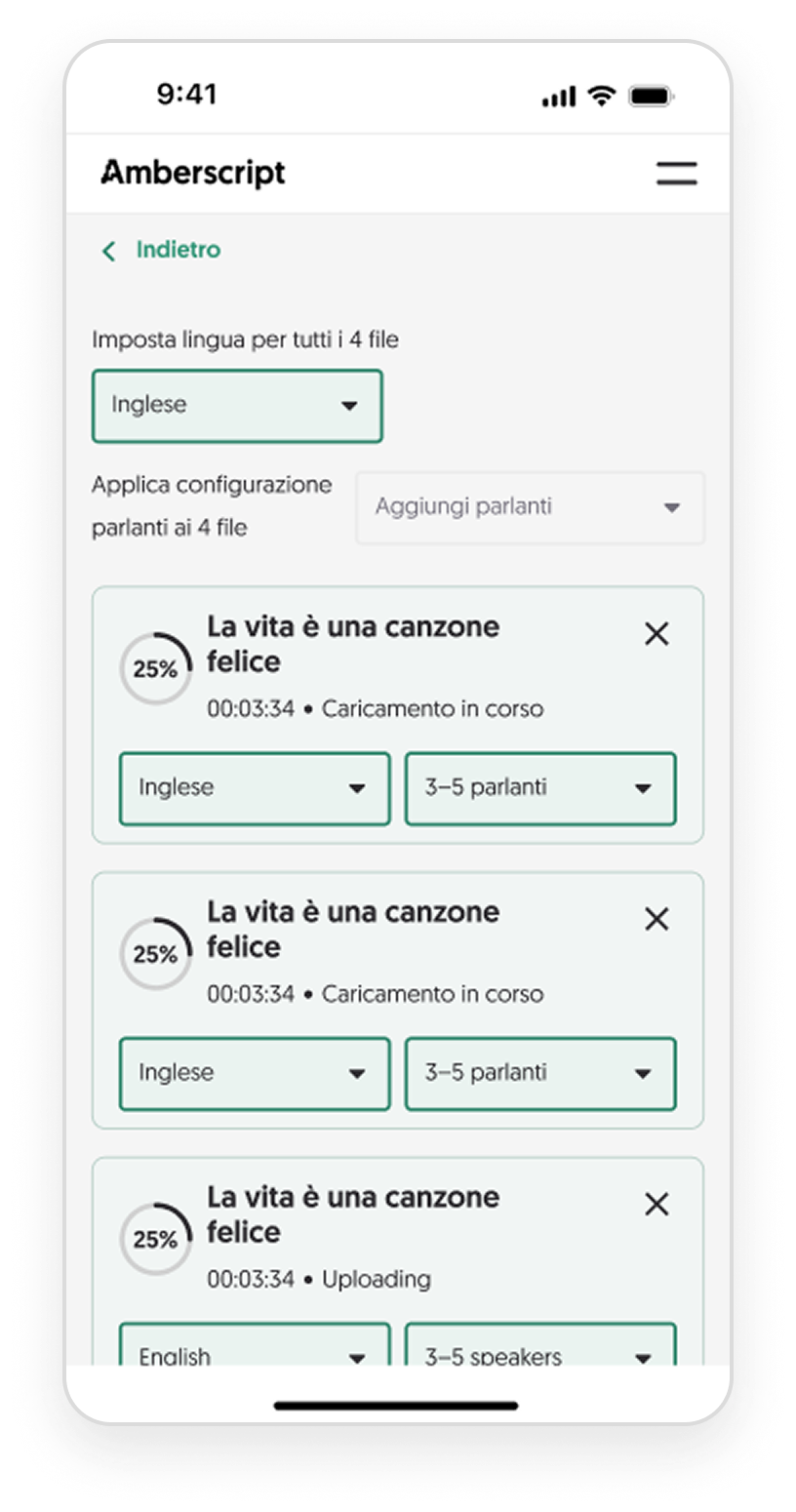 Screenshot of the Amberscript application interface