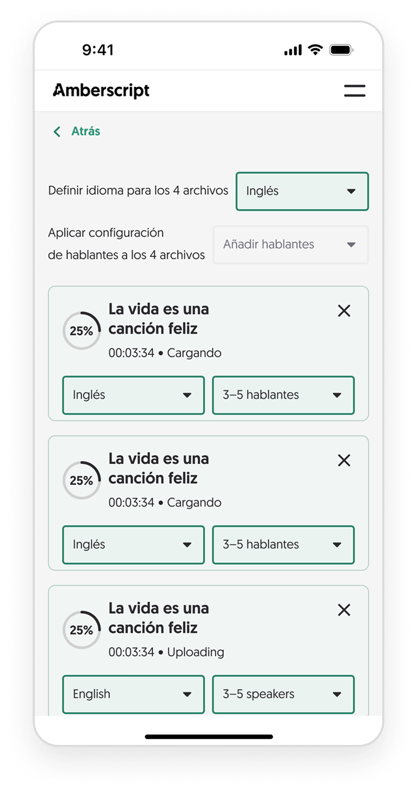 Screenshot of the Amberscript application interface