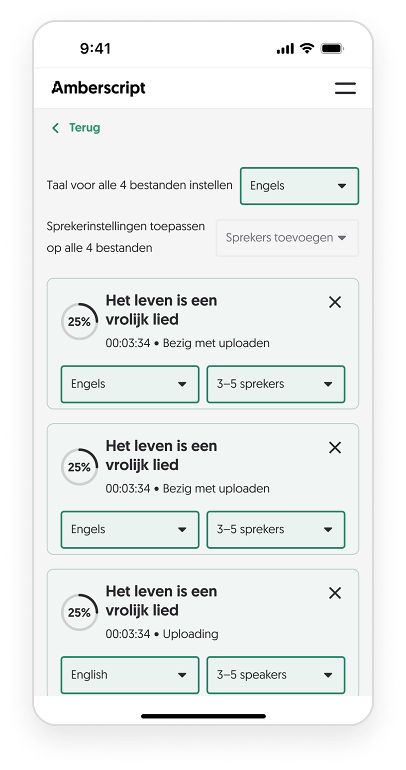Screenshot of the Amberscript application interface