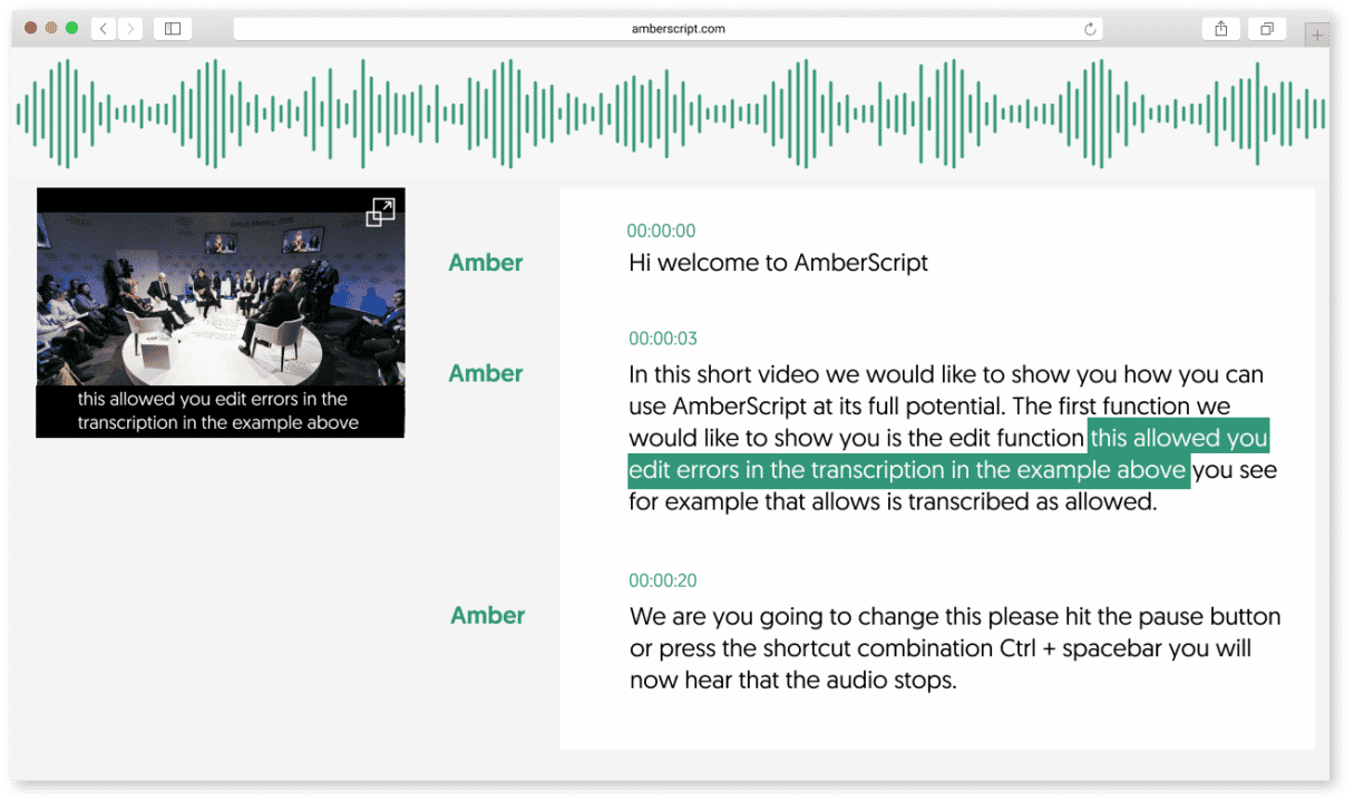 Amberscript Subtitles editor