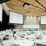 An empty conference event room with no attendee's